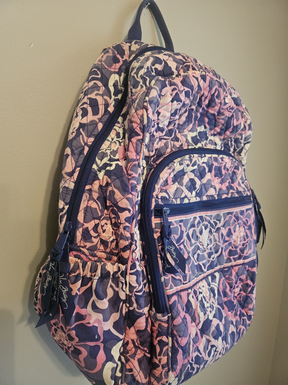 Vera Bradley Pink Floral Quilted Backpack - Picture 2 of 9